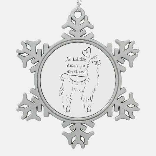 このラマにはドラマはない スノーフレークピューターオーナメント (正面)