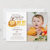 このリトルパンプキンのフォト 1歳の誕生日パーティー招待状 招待状 (正面)