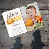 このリトルパンプキンのフォト 1歳の誕生日パーティー招待状 招待状