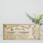 このリングや輪とヴィンテージウェディングチケット招待状 招待状 (スタンド正面)