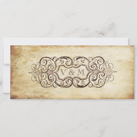 このリングや輪とヴィンテージウェディングチケット招待状 招待状 (裏面)