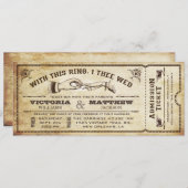 このリングや輪とヴィンテージウェディングチケット招待状 招待状 (正面/裏面)