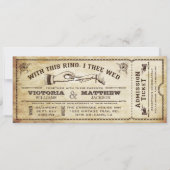 このリングや輪とヴィンテージウェディングチケット招待状 招待状 (正面)