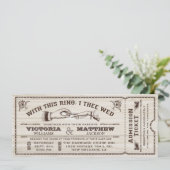 このリングを使って、チケットの招待状を結婚するヴィンテージ 招待状 (スタンド正面)