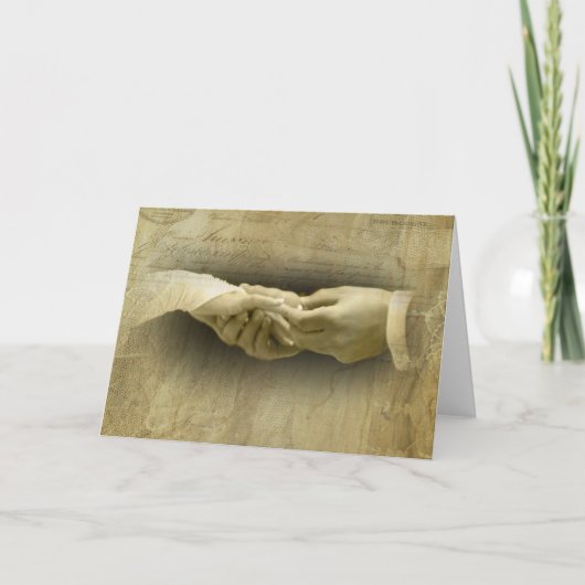 このリングを使って、愛を結婚するロマンチックなヴィンテージ 案内状 (正面)