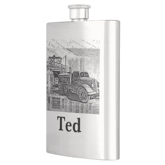 このレトロのトラックのフラスコのあなたの名前 フラスク (左)