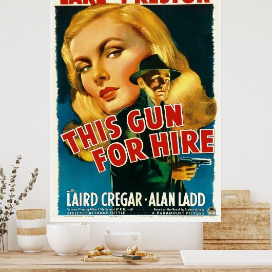 このレンタル用の銃 – ヴィンテージ1942映画ポスター ポスター (キッチン)