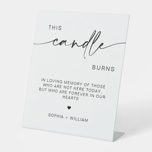 このロウソクはメモリの看板結婚に燃える 台座サイン (正面)