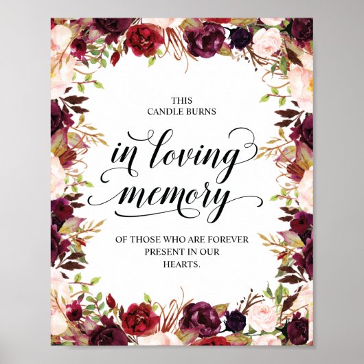このロウソクは愛する記憶の中で燃えるメモリアル・サイン ポスター (正面)