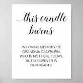 このロウソクは愛情に満ちた記憶のサインカスタムで燃える ポスター (正面)