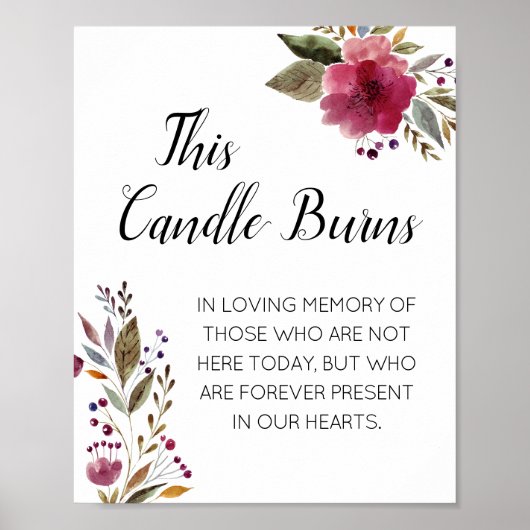 このロウソクは水彩の結婚メモリアル看板を燃やす ポスター (正面)