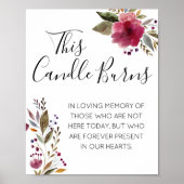 このロウソクは水彩画結婚碑を燃やす ポスター (正面)