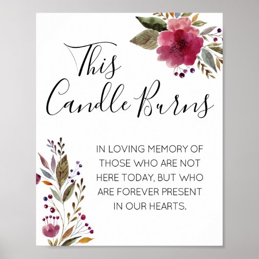 このロウソクは水彩画結婚碑を燃やす ポスター (正面)