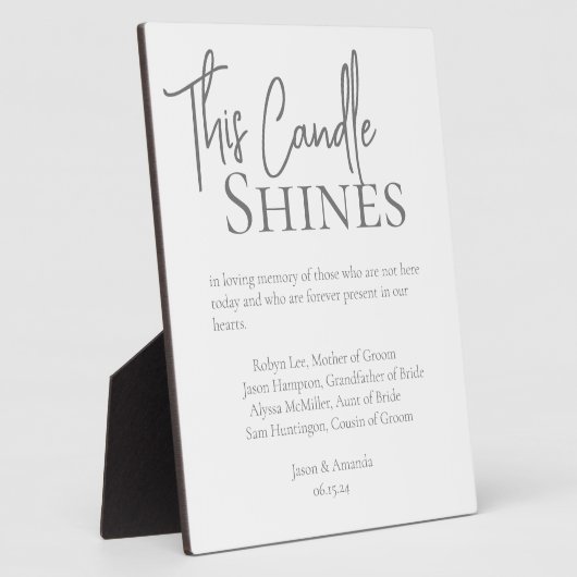 このロウソクは結婚朝貢の印を照らす フォトプラーク (側面)