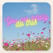 このワイルドフラワー&ネオンを行うことができる スクエアペーパーコースター (正面)