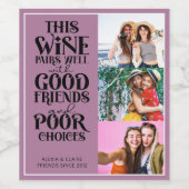 このワインは友達と上手にペアおもしろいbff 3枚の写真 ワインラベル (シングルラベル)