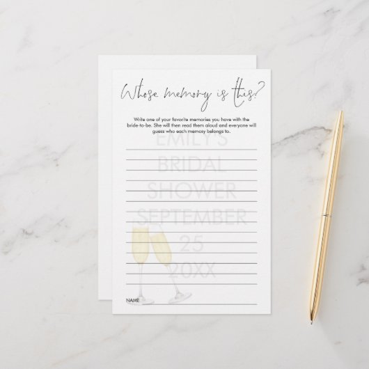 このワイングラス、誰の記憶？ ブライダルシャワーのゲーム (正面/裏面インサイチュ)