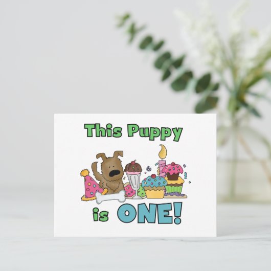 このワンちゃんはTシャツ一つとギフト一つ ポストカード (スタンド正面)