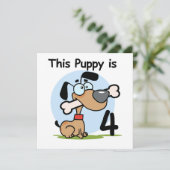 このワンちゃん4th誕生日Tシャツとギフト カード (スタンド正面)