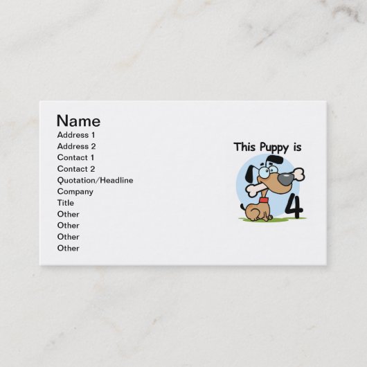 このワンちゃん4th誕生日Tシャツとギフト 名刺 (正面)