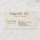このヴィンテージコンピュータパンチカードの変更 名刺 (裏面)