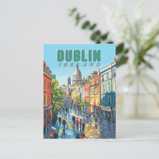このヴィンテージ旅行とダブリンのチャームを再現 ポストカード (スタンド正面)