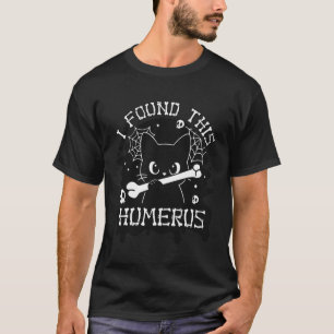 この上腕骨がおかしい猫と骨のハロウィン Tシャツ