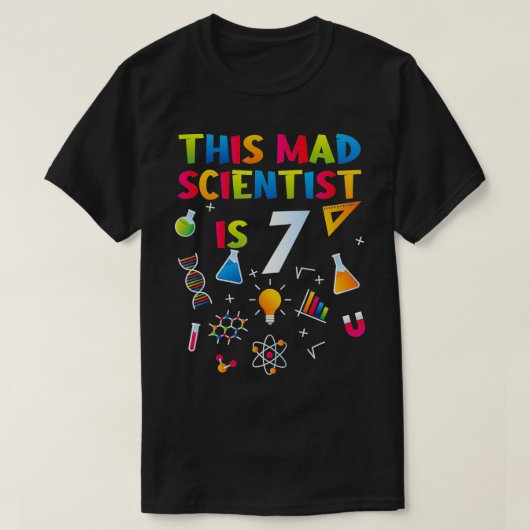 この不機嫌科学者は7誕生日科学誕生 Tシャツ (デザイン正面)
