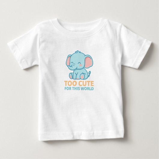 この世にはあまりにもかわいい – 子象の夢見る姿 ベビーTシャツ (正面)