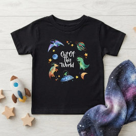 この世のものとは思えないスペースダイナソリー銀河バースデー ベビーTシャツ