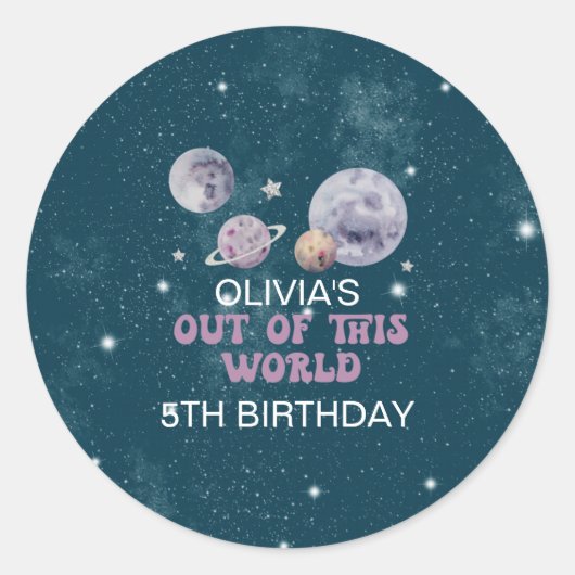 この世のものとは思えない宇宙の惑星の誕生日 ラウンドシール (正面)