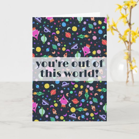 この世のものとは思えない水彩宇宙アート カード (黄色い花)