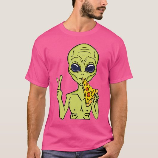 この世界からピザエイリアン食べのピザ Tシャツ (正面)