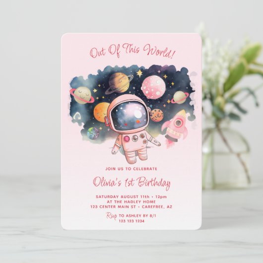 この世界からピンク1歳の誕生日 招待状 (スタンド正面)