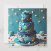 この世界からロケット子供の誕生日ケーキ カード (正面)