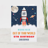 この世界からロケット船任意の年齢の誕生日 カード (正面)
