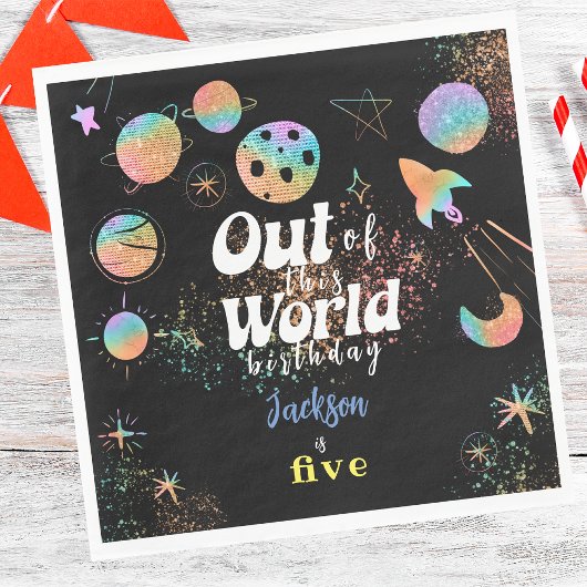 この世界から宇宙冒険子供の誕生日 スタンダードランチョンナプキン