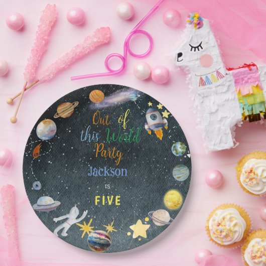 この世界から宇宙冒険子供の誕生日 ペーパープレート (パーティー)
