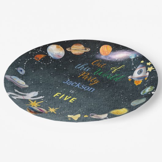この世界から宇宙冒険子供の誕生日 ペーパープレート (アングル)