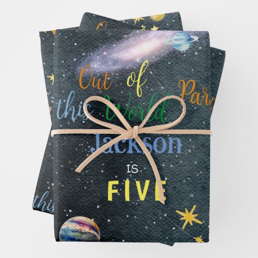 この世界から宇宙冒険子供の誕生日 ラッピングペーパーシート (インサイチュ)