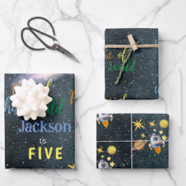 この世界から宇宙冒険子供の誕生日 ラッピングペーパーシート