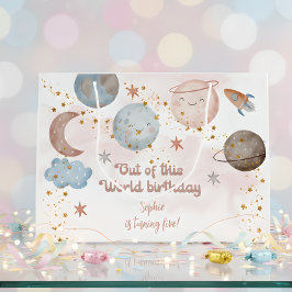 この世界から宇宙冒険子供の誕生日 ラージペーパーバッグ