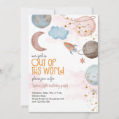 この世界から宇宙冒険子供の誕生日 招待状 (正面)