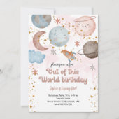 この世界から宇宙冒険子供の誕生日 招待状 (正面)
