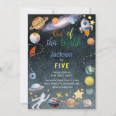 この世界から宇宙冒険子供の誕生日 招待状 (正面)