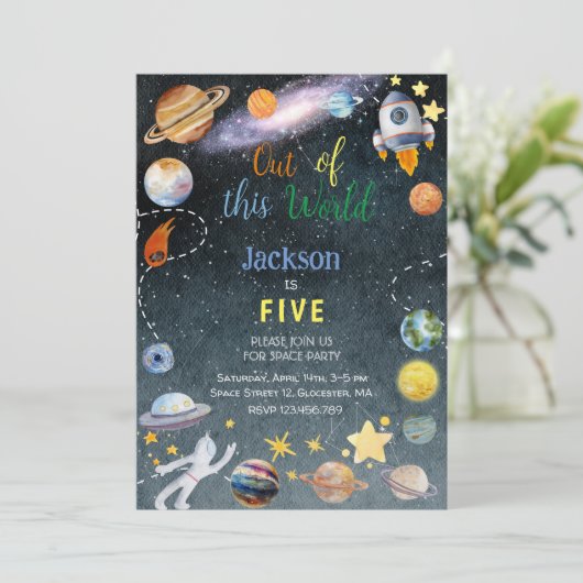 この世界から宇宙冒険子供の誕生日 招待状 (スタンド正面)