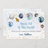 この世界から銀河系·ブルー·金ゴールドありがとう サンキューカード (正面/裏面)