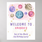 この世界のピンクの惑星の女の子へようこそパーティー ポスター (正面)