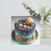 この世界の宇宙から子供の誕生日ケーキ カード (スタンド正面)