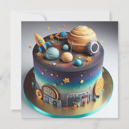 この世界の宇宙から子供の誕生日ケーキ カード